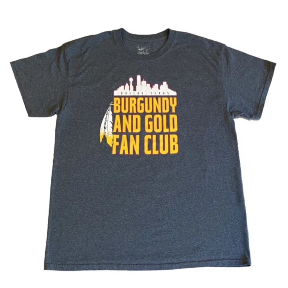 Washington Redskins Football Burgundy & Gold Fan Club T Shirt Men’s L Dallas TX